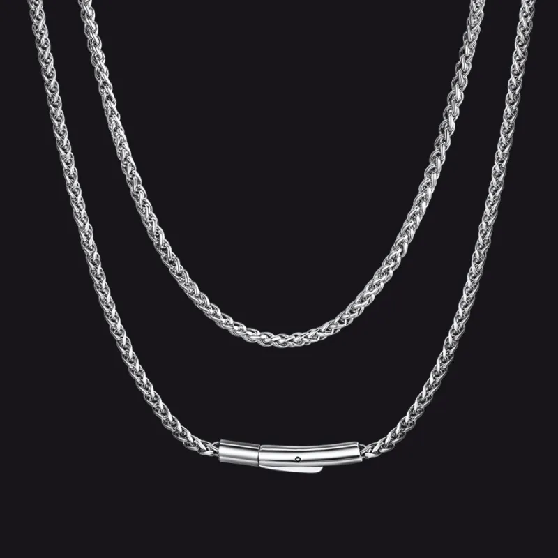 Thin Wheat Chain Necklace for Men, 2.5/3MM Width made by FaithHeart