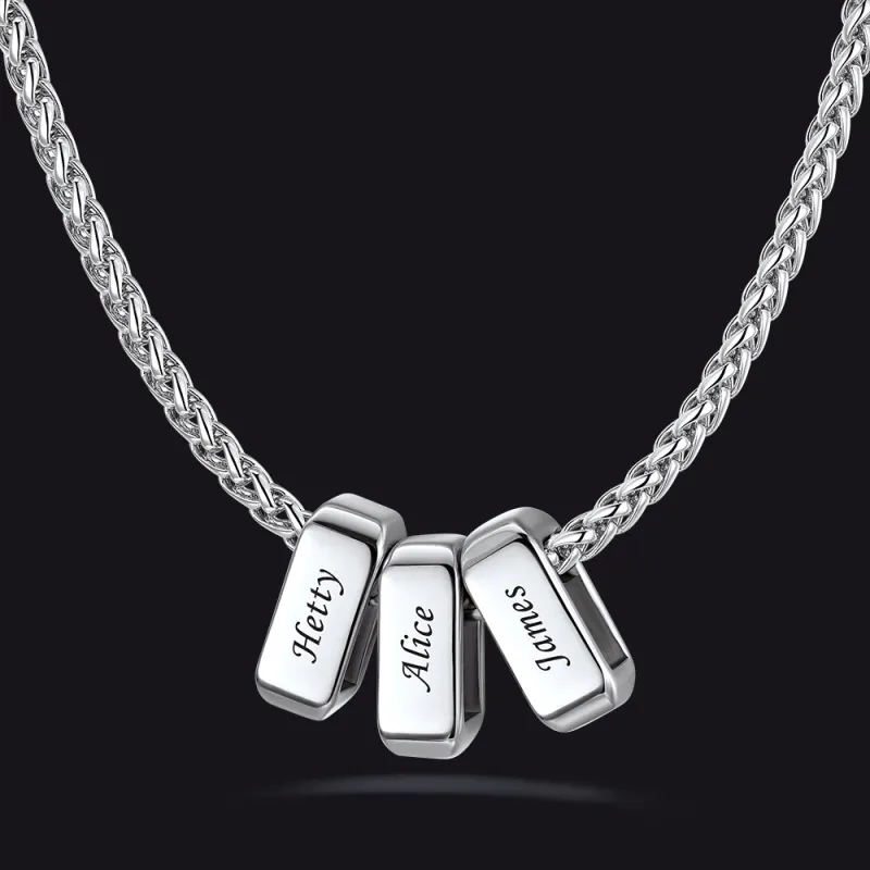 Customized Multi Name Chain Necklace with Box Chain/ Wheat Chain for Men made by FaithHeart