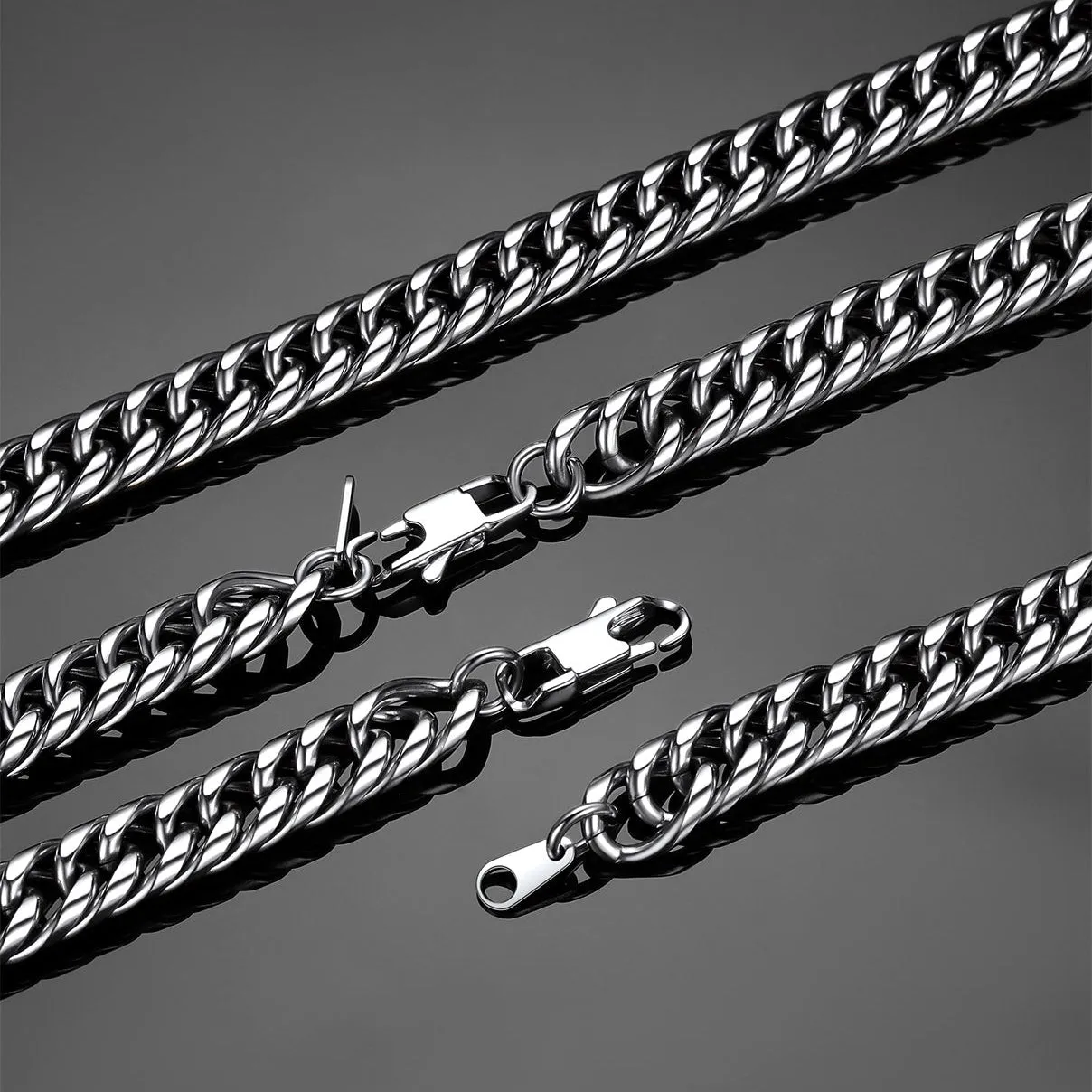 12mm Width Bold Cuban Chain & Bracelet Set for Men sold by FaithHeart product image thumbnail 4
