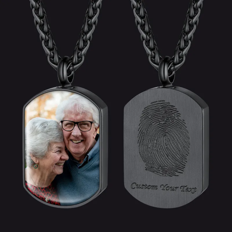 Custom Fingerprint Cremation Picture Urn Dog Tag Necklace for Men Women made by FaithHeart