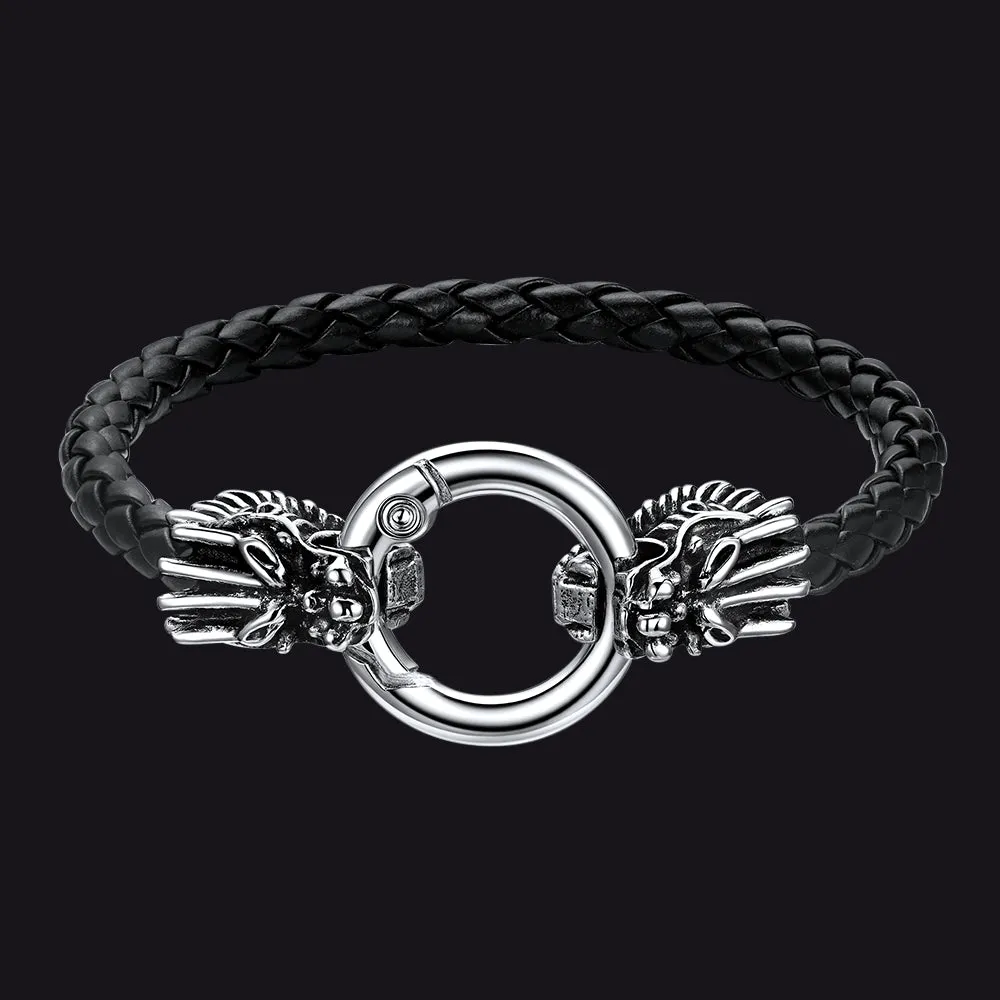 Dragon Head Leather Bracelet Vintage Mythology Totem Bangle for Men sold by FaithHeart