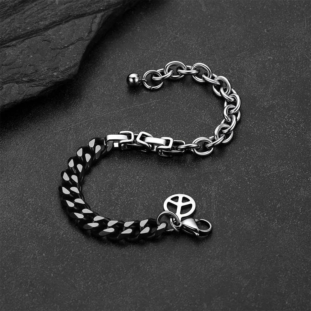 Punk Gothic Cyberpunk Y2K Half Black Half Silver Curb Chain Bracelet for Men sold by FaithHeart product image thumbnail 4