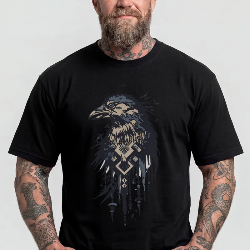 Viking Odin Raven T-Shirt Norse Mythology Graphic Tee for Men made by FaithHeart