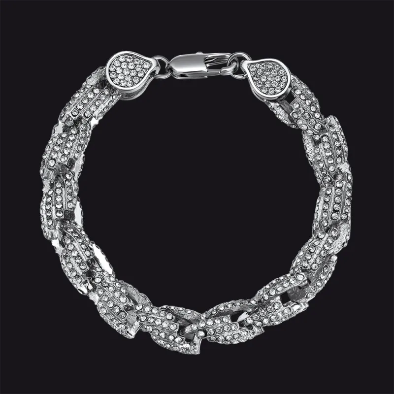 Hip Hop Bling Diamond Cuban Link Chain Bracelet for Men made by FaithHeart