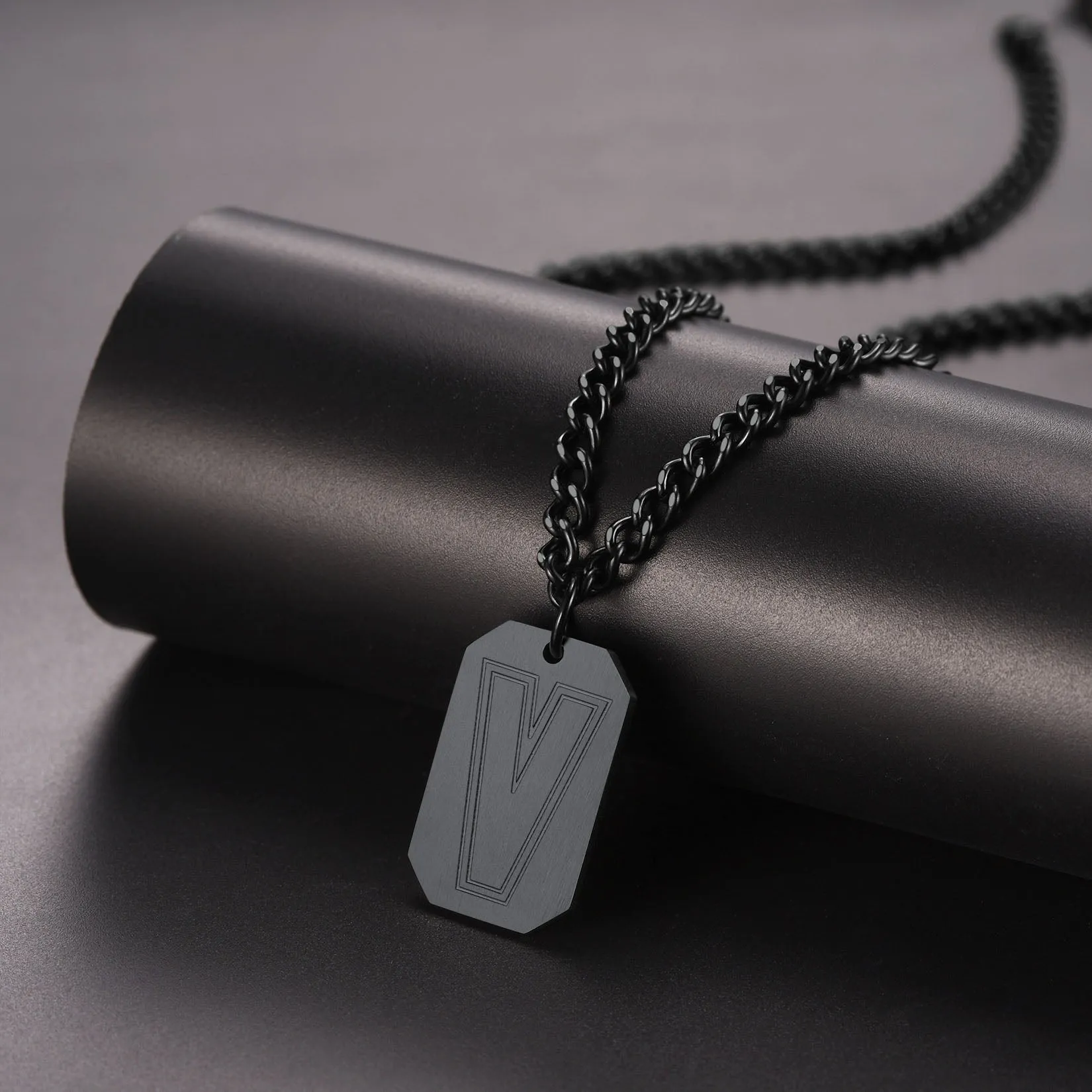 Customized Initial Dog Tag Necklace A-Z Letter Pendant for Men sold by FaithHeart product image thumbnail 5