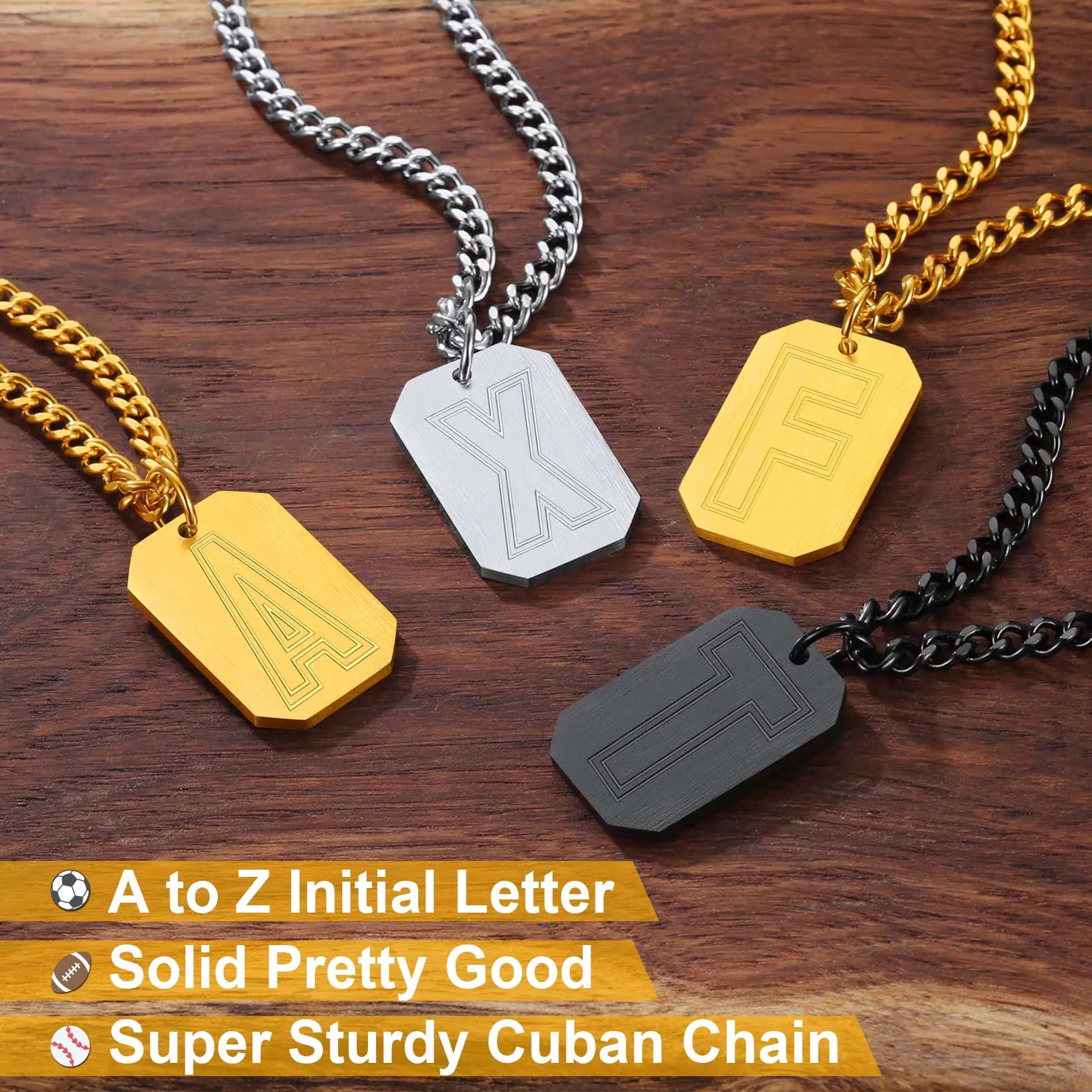 Customized Initial Dog Tag Necklace A-Z Letter Pendant for Men sold by FaithHeart product image thumbnail 3