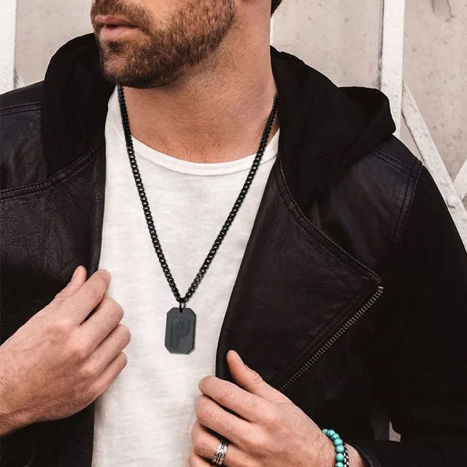 Customized Initial Dog Tag Necklace A-Z Letter Pendant for Men sold by FaithHeart product image thumbnail 2