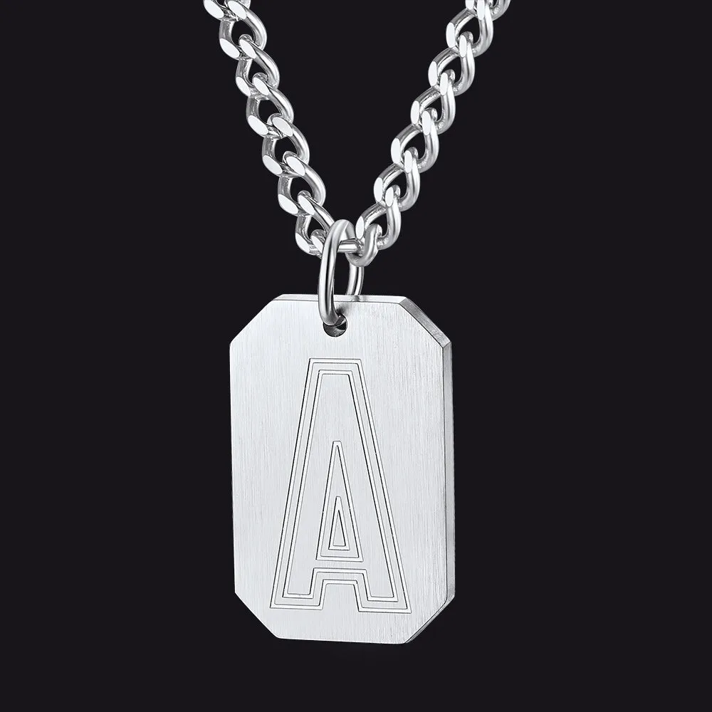 Customized Initial Dog Tag Necklace A-Z Letter Pendant for Men sold by FaithHeart