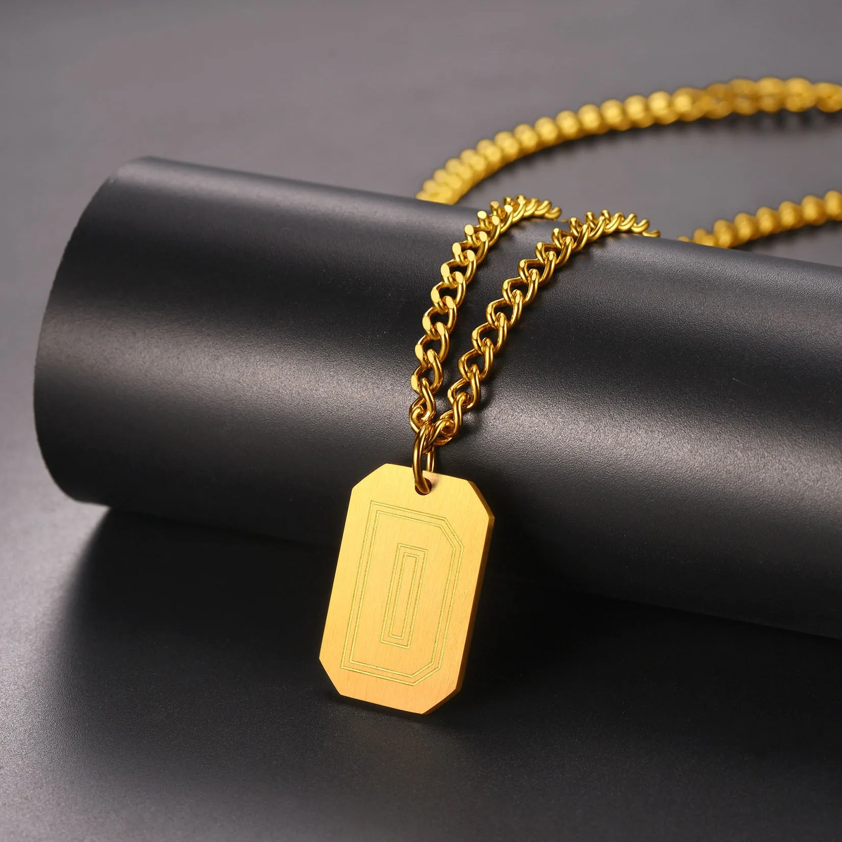 Customized Initial Dog Tag Necklace A-Z Letter Pendant for Men sold by FaithHeart product image thumbnail 4