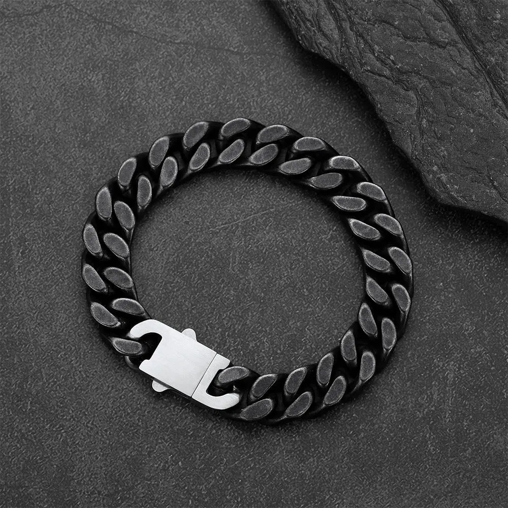 Retro Distressed Heavy Metal Punk Cyberpunk Cuban Link Chain Bracelet for Men sold by FaithHeart product image thumbnail 3
