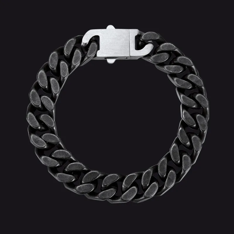 Retro Distressed Heavy Metal Punk Cyberpunk Cuban Link Chain Bracelet for Men made by FaithHeart
