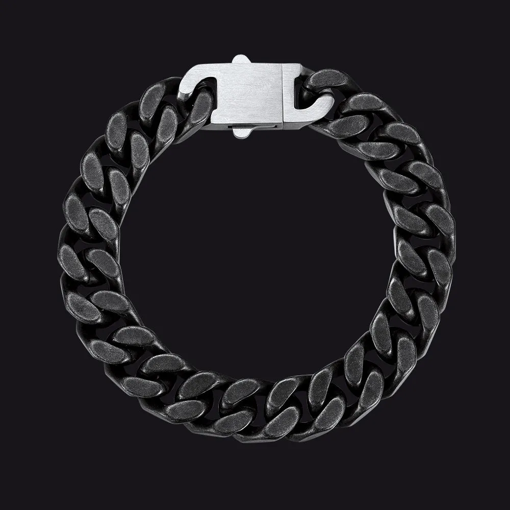 Retro Distressed Heavy Metal Punk Cyberpunk Cuban Link Chain Bracelet for Men sold by FaithHeart
