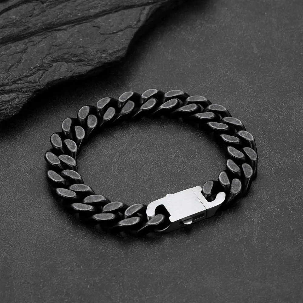 Retro Distressed Heavy Metal Punk Cyberpunk Cuban Link Chain Bracelet for Men sold by FaithHeart product image thumbnail 2