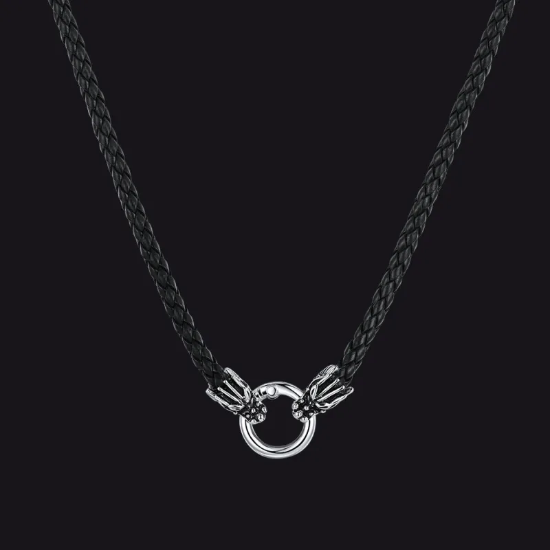 Norse Viking Dragon Head Braided Leather Cord Chain Necklace for Men made by FaithHeart