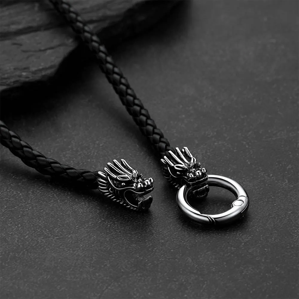 Norse Viking Dragon Head Braided Leather Cord Chain Necklace for Men sold by FaithHeart product image thumbnail 3