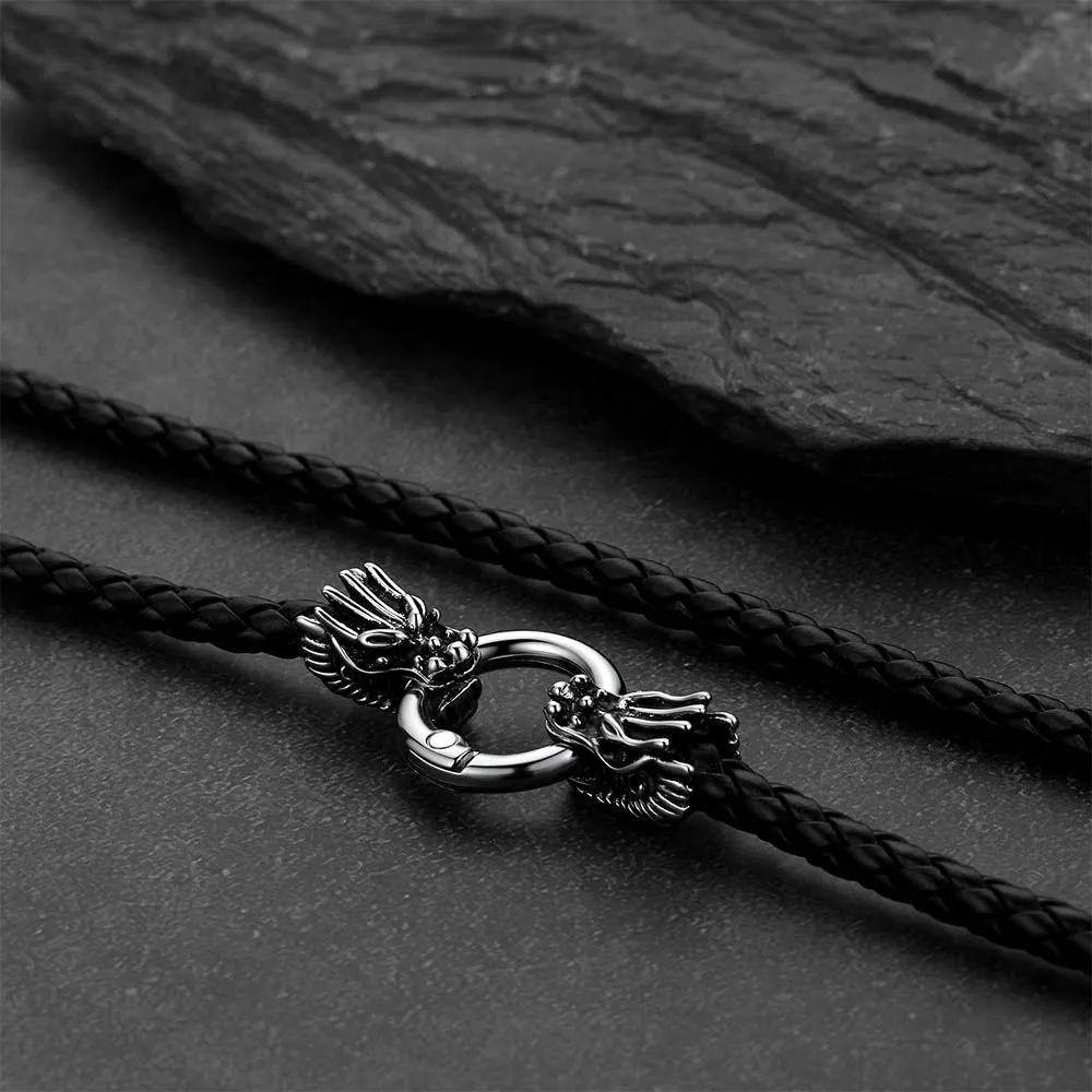 Norse Viking Dragon Head Braided Leather Cord Chain Necklace for Men sold by FaithHeart product image thumbnail 5