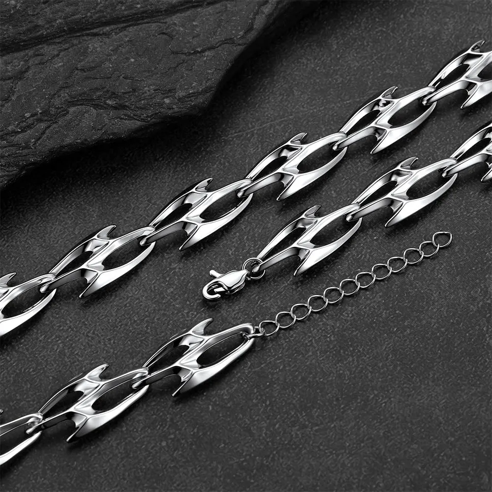 Punk Liquid Metal Cyber Thorn Chain Necklace for Men Guys sold by FaithHeart product image thumbnail 5