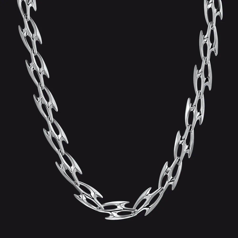 Punk Liquid Metal Cyber Thorn Chain Necklace for Men Guys sold by FaithHeart