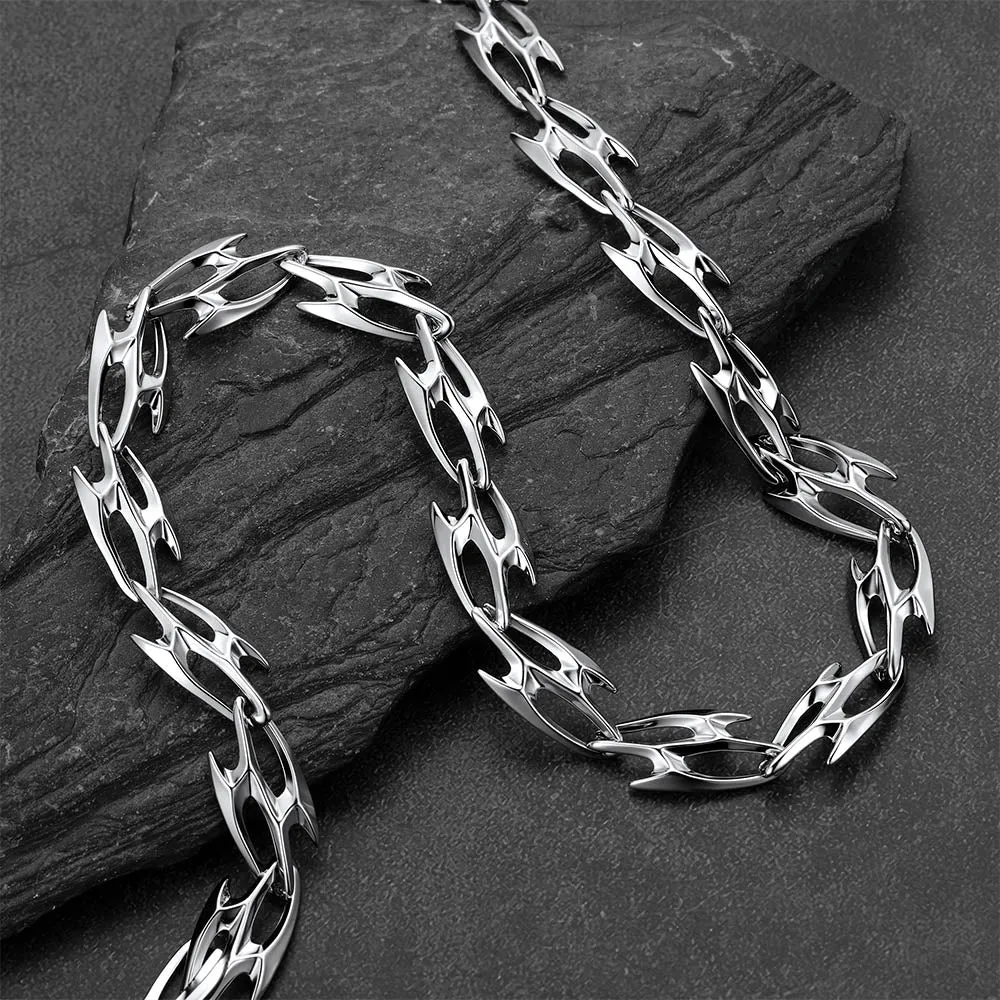 Punk Liquid Metal Cyber Thorn Chain Necklace for Men Guys sold by FaithHeart product image thumbnail 4