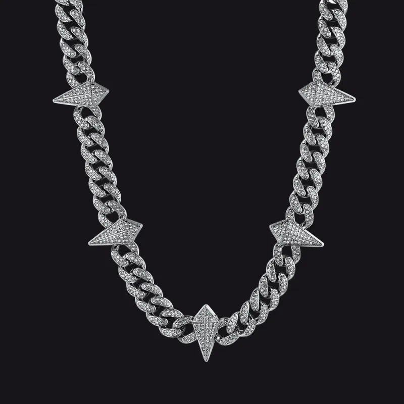 Punk Gothic Spiked Star Sword Charm Chain Necklace with Zircon for Men made by FaithHeart