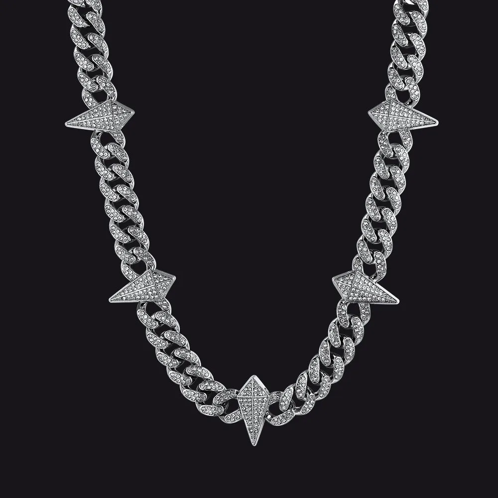 Punk Gothic Spiked Star Sword Charm Chain Necklace with Zircon for Men sold by FaithHeart