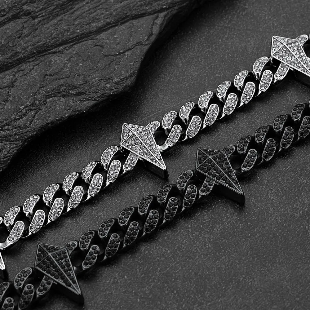 Punk Gothic Spiked Star Sword Charm Chain Necklace with Zircon for Men sold by FaithHeart product image thumbnail 2