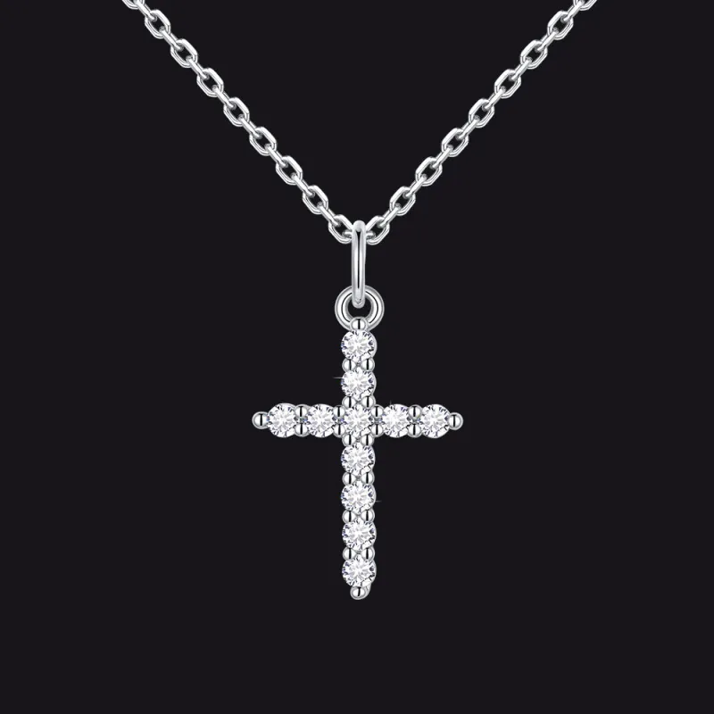 Christian Cross Pendant Necklace with Cubic Zirconia Charm for Men Women made by FaithHeart