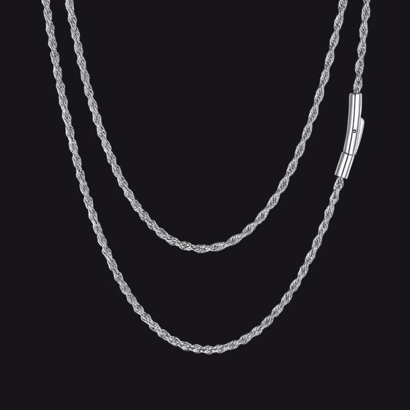 Thin Rope Chain Necklace for Men Women, 1.5 / 2 / 2.5 / 3MM Width made by FaithHeart