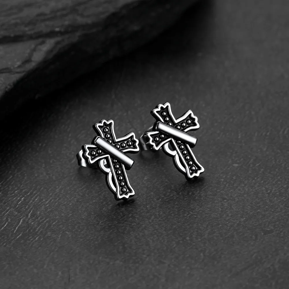Hypoallergenic Vintage Crucifix Cross Stud Earrings for Men sold by FaithHeart product image thumbnail 4