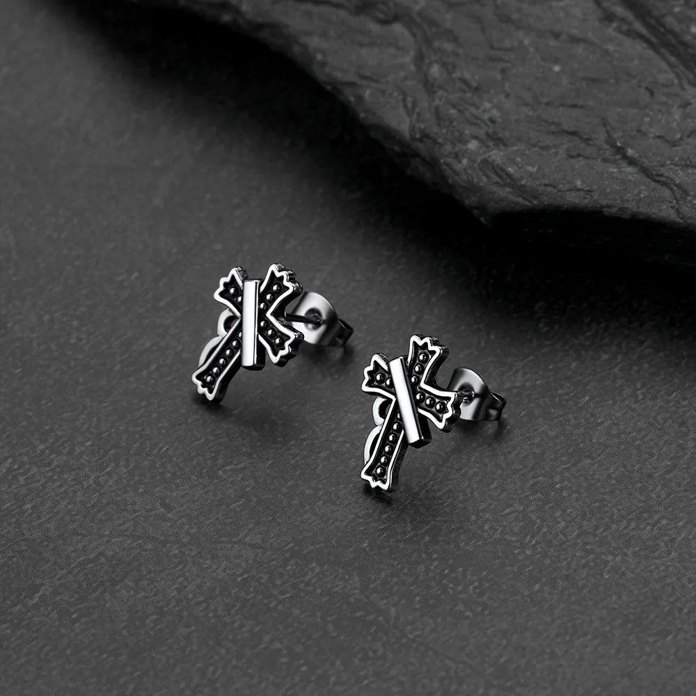 Hypoallergenic Vintage Crucifix Cross Stud Earrings for Men sold by FaithHeart product image thumbnail 3