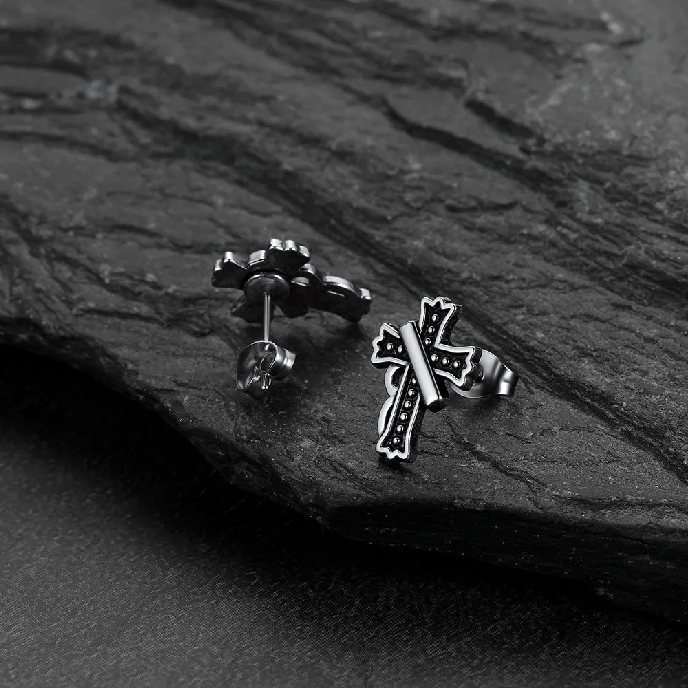 Hypoallergenic Vintage Crucifix Cross Stud Earrings for Men sold by FaithHeart product image thumbnail 5