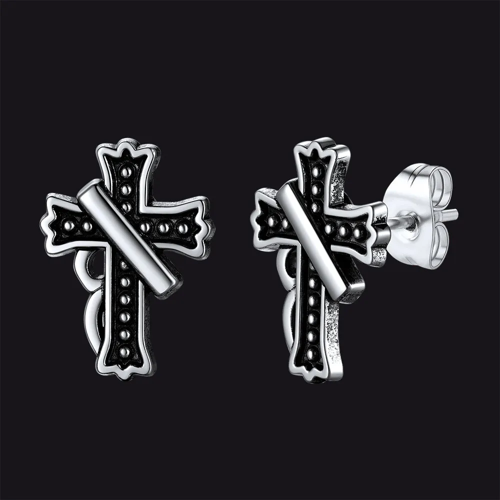 Hypoallergenic Vintage Crucifix Cross Stud Earrings for Men sold by FaithHeart