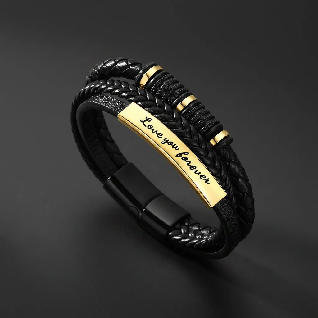 Custom Engraved Multi-Layered Leather Bracelet Wristband for Men Couple sold by FaithHeart product image thumbnail 5