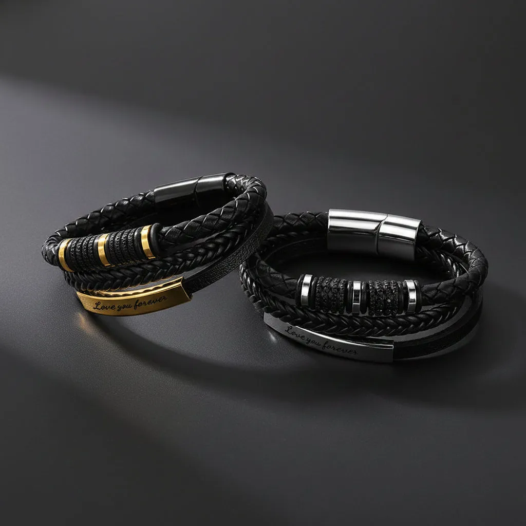 Custom Engraved Multi-Layered Leather Bracelet Wristband for Men Couple sold by FaithHeart product image thumbnail 3