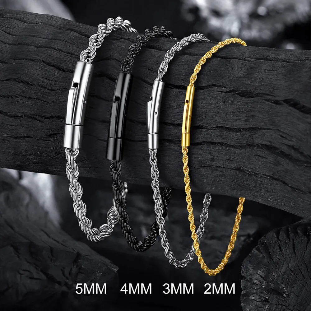 Hypoallergenic Rope Chain Link Bracelet for Men, 2/3/4/5mm Width sold by FaithHeart product image thumbnail 4