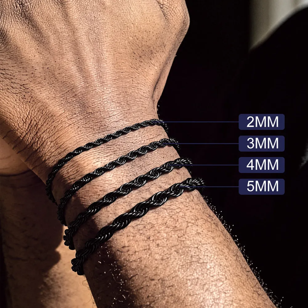 Hypoallergenic Rope Chain Link Bracelet for Men, 2/3/4/5mm Width sold by FaithHeart product image thumbnail 3