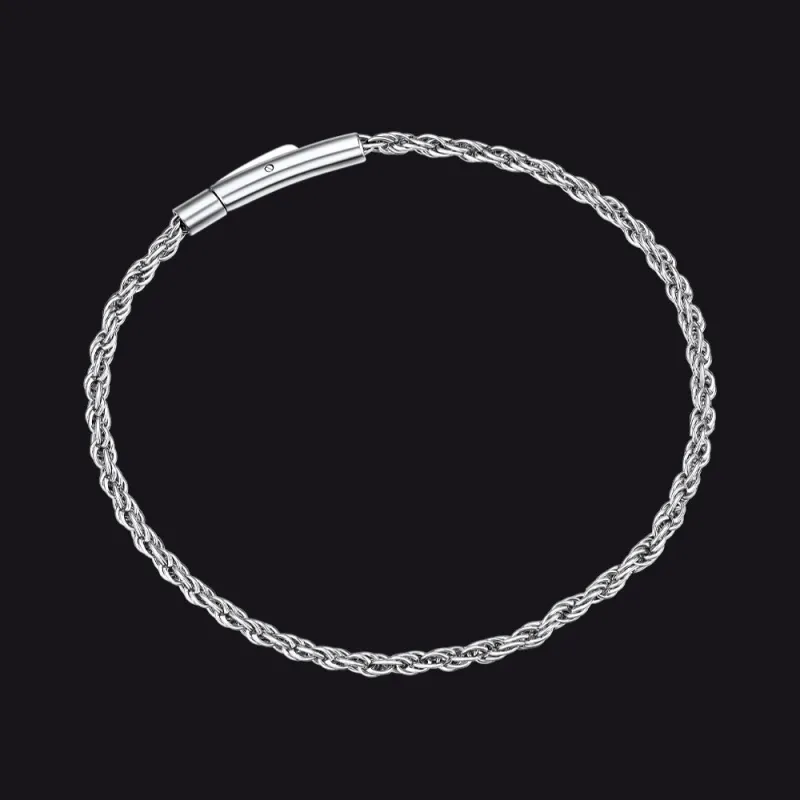 Hypoallergenic Rope Chain Link Bracelet for Men, 2/3/4/5mm Width made by FaithHeart