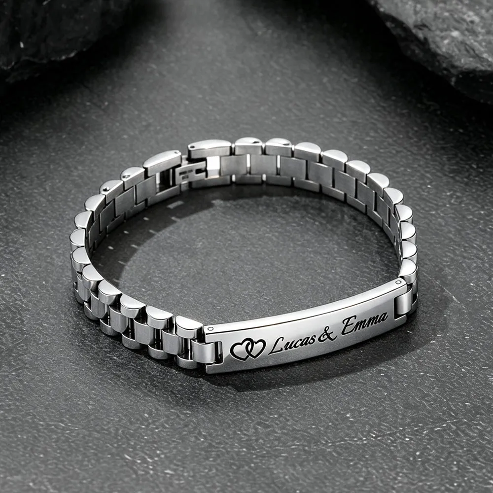 Customized Bar Watch Strap Chain Link Bracelet for Men sold by FaithHeart product image thumbnail 5