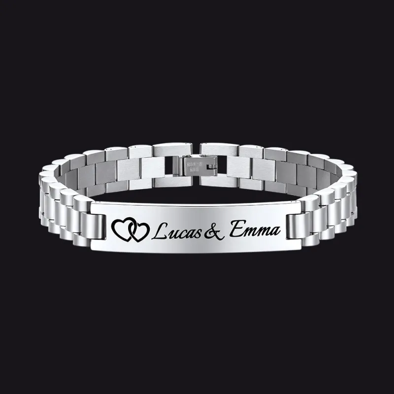 Customized Bar Watch Strap Chain Link Bracelet for Men made by FaithHeart