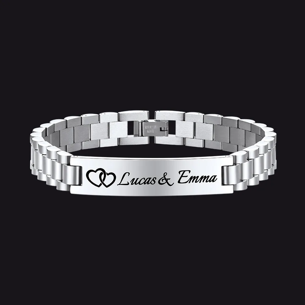 Customized Bar Watch Strap Chain Link Bracelet for Men sold by FaithHeart