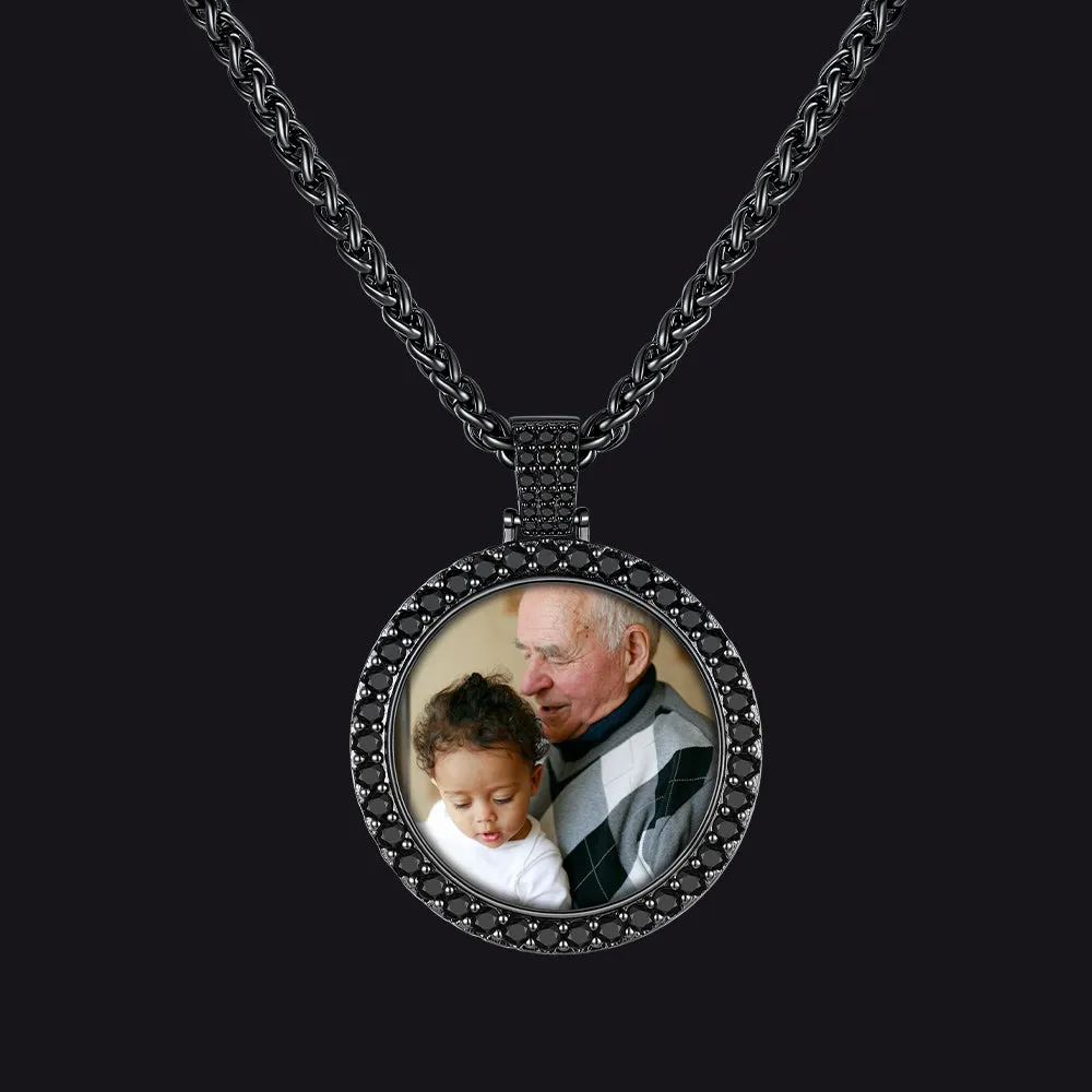 CZ Custom Photo Pendant Circle Chain Memorial Necklace with Picture Gift for Men Women sold by FaithHeart