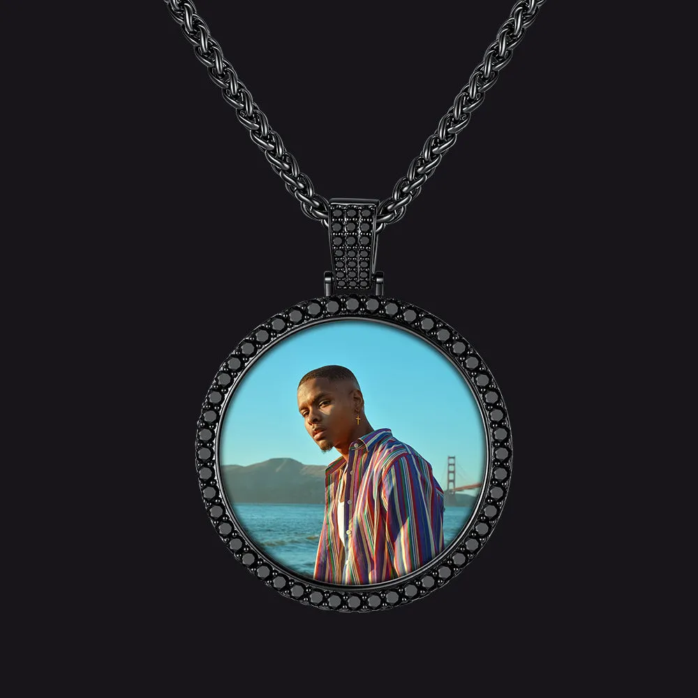 CZ Custom Photo Pendant Circle Chain Memorial Necklace with Picture Gift for Men Women sold by FaithHeart product image thumbnail 2
