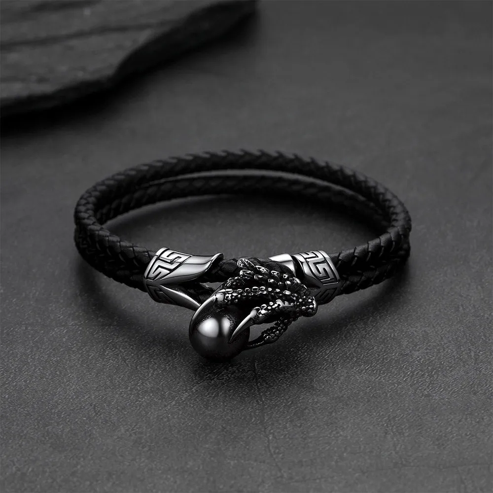 Vintage Punk Dragon Claw Braided Leather Bangle Bracelet for Men BoyFriend sold by FaithHeart product image thumbnail 5