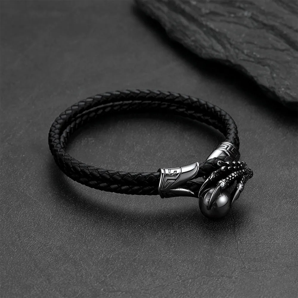 Vintage Punk Dragon Claw Braided Leather Bangle Bracelet for Men BoyFriend sold by FaithHeart product image thumbnail 3