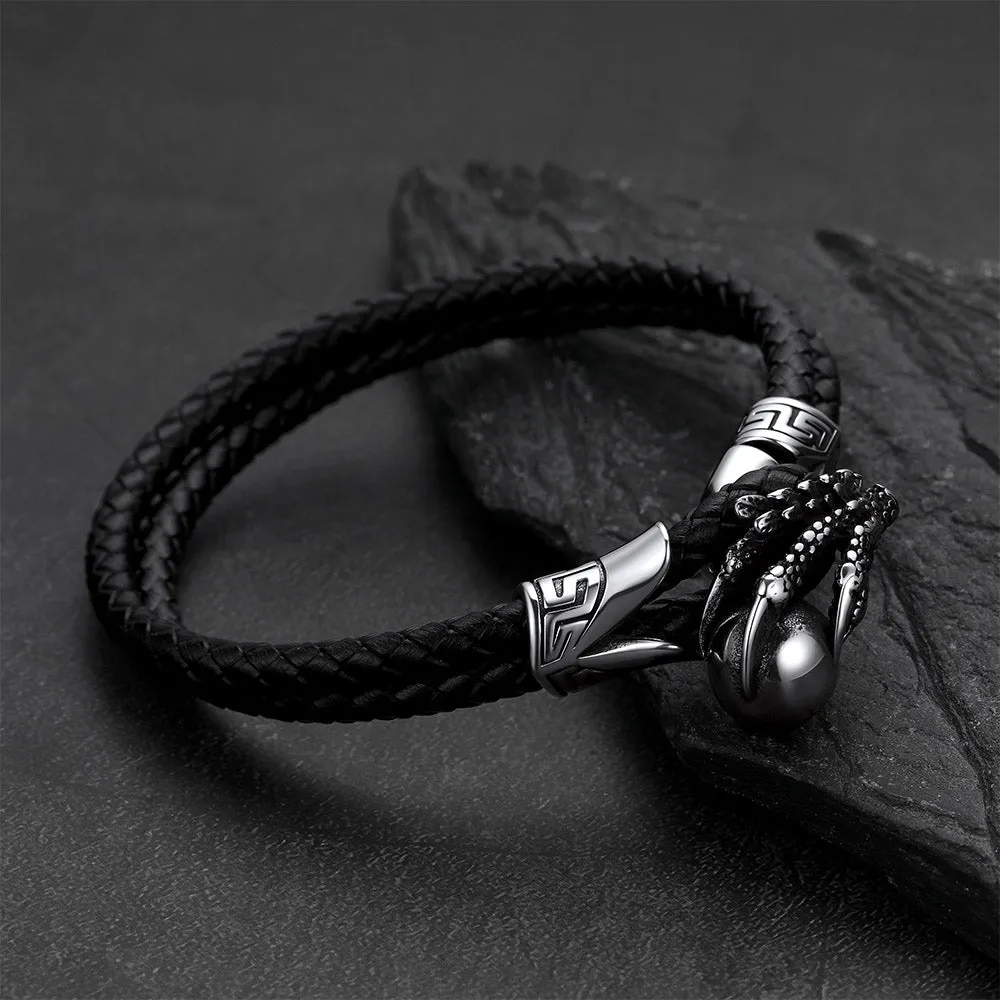 Vintage Punk Dragon Claw Braided Leather Bangle Bracelet for Men BoyFriend sold by FaithHeart product image thumbnail 4