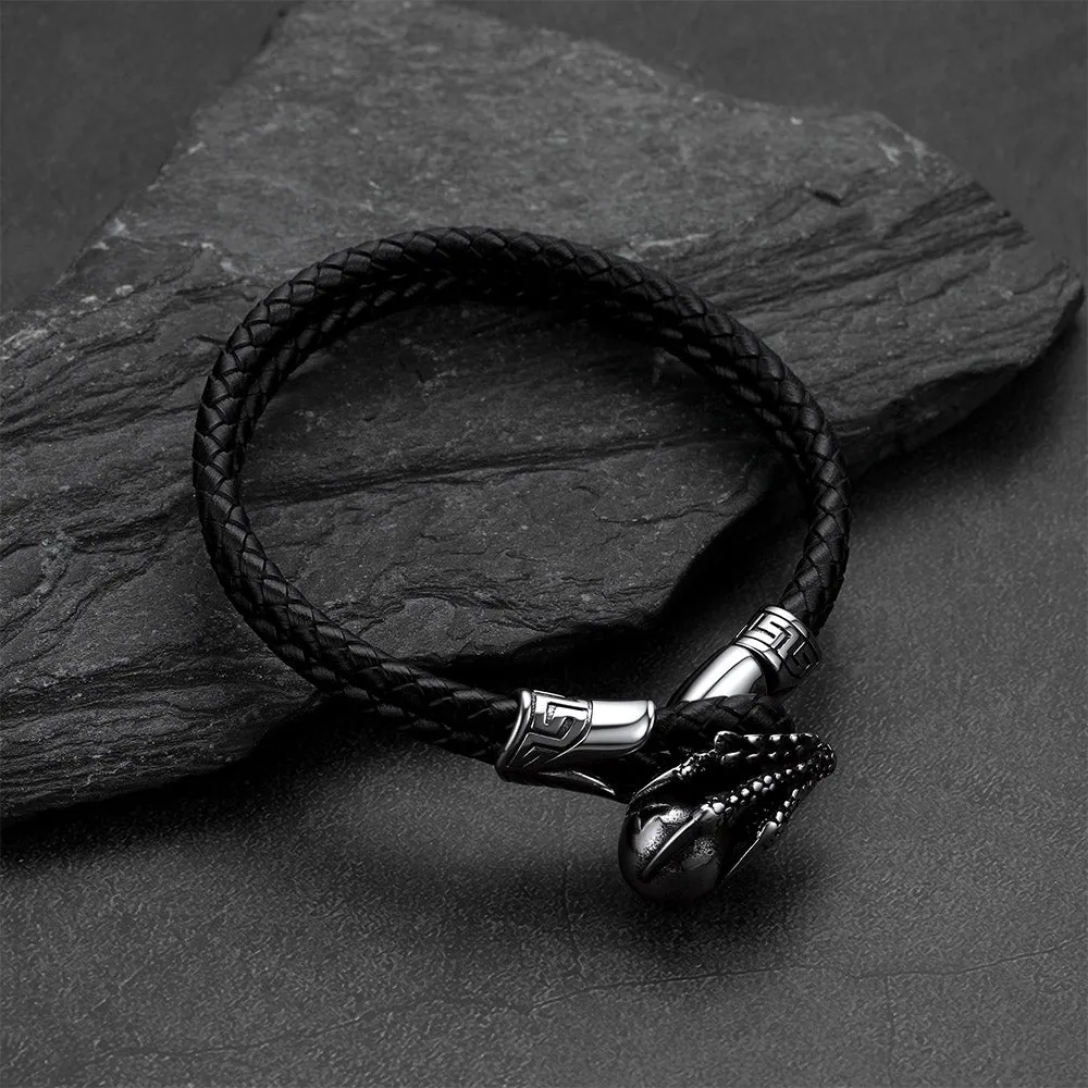 Vintage Punk Dragon Claw Braided Leather Bangle Bracelet for Men BoyFriend sold by FaithHeart product image thumbnail 2