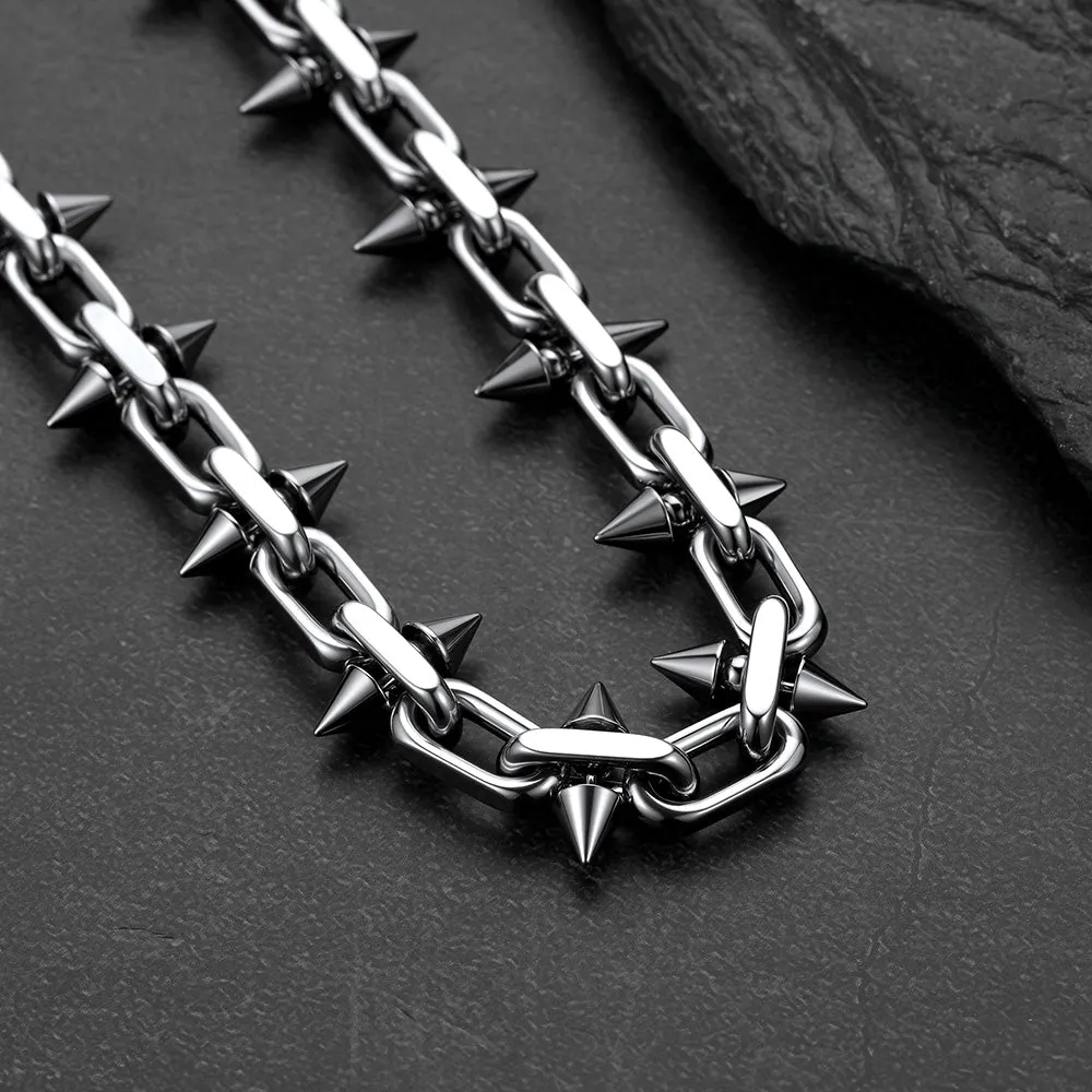 Gothic Punk Thorn Cone Spike Heavy Chain Necklace for Men sold by FaithHeart product image thumbnail 5