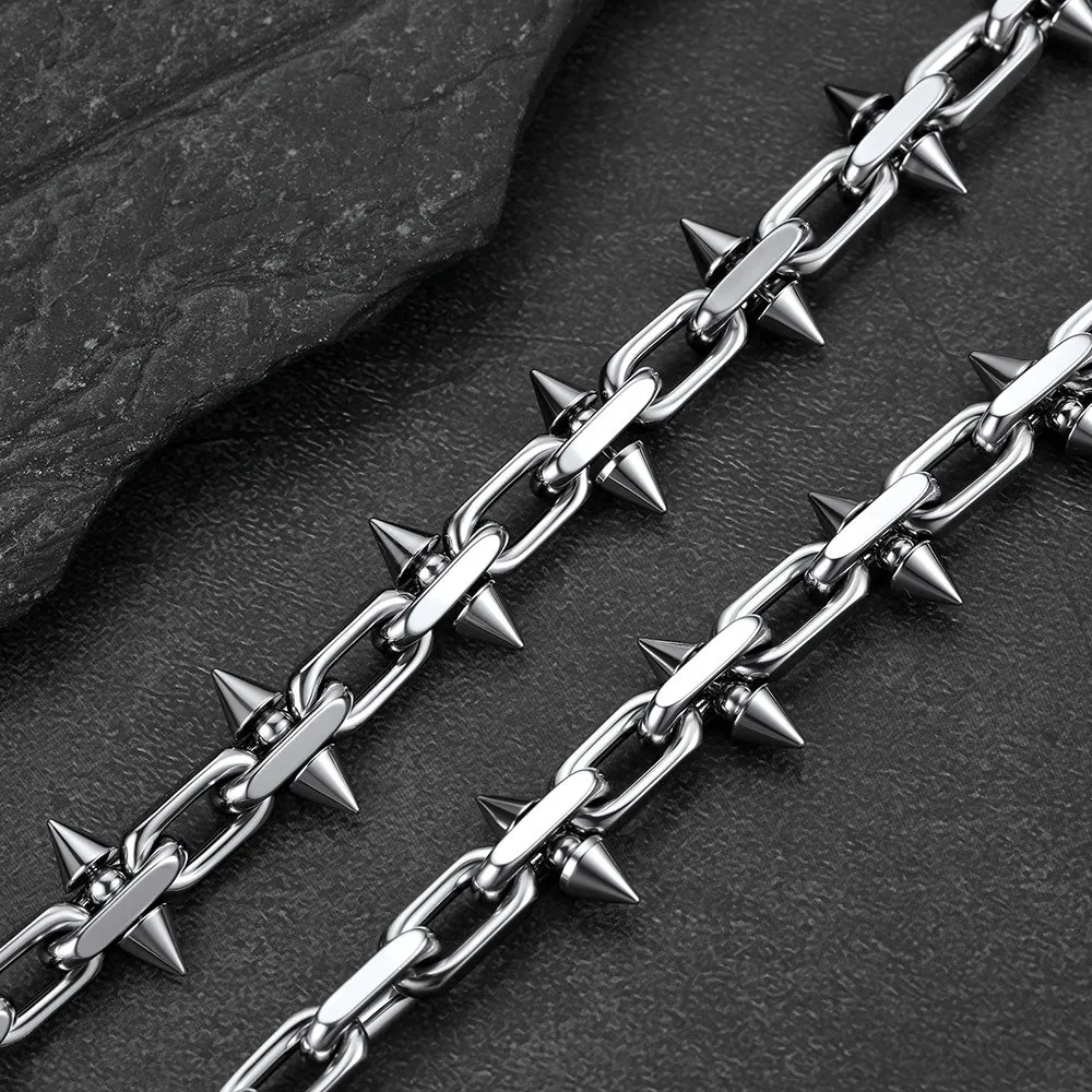 Gothic Punk Thorn Cone Spike Heavy Chain Necklace for Men sold by FaithHeart product image thumbnail 3