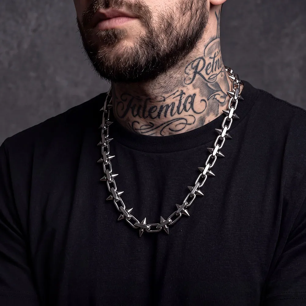 Gothic Punk Thorn Cone Spike Heavy Chain Necklace for Men sold by FaithHeart product image thumbnail 2