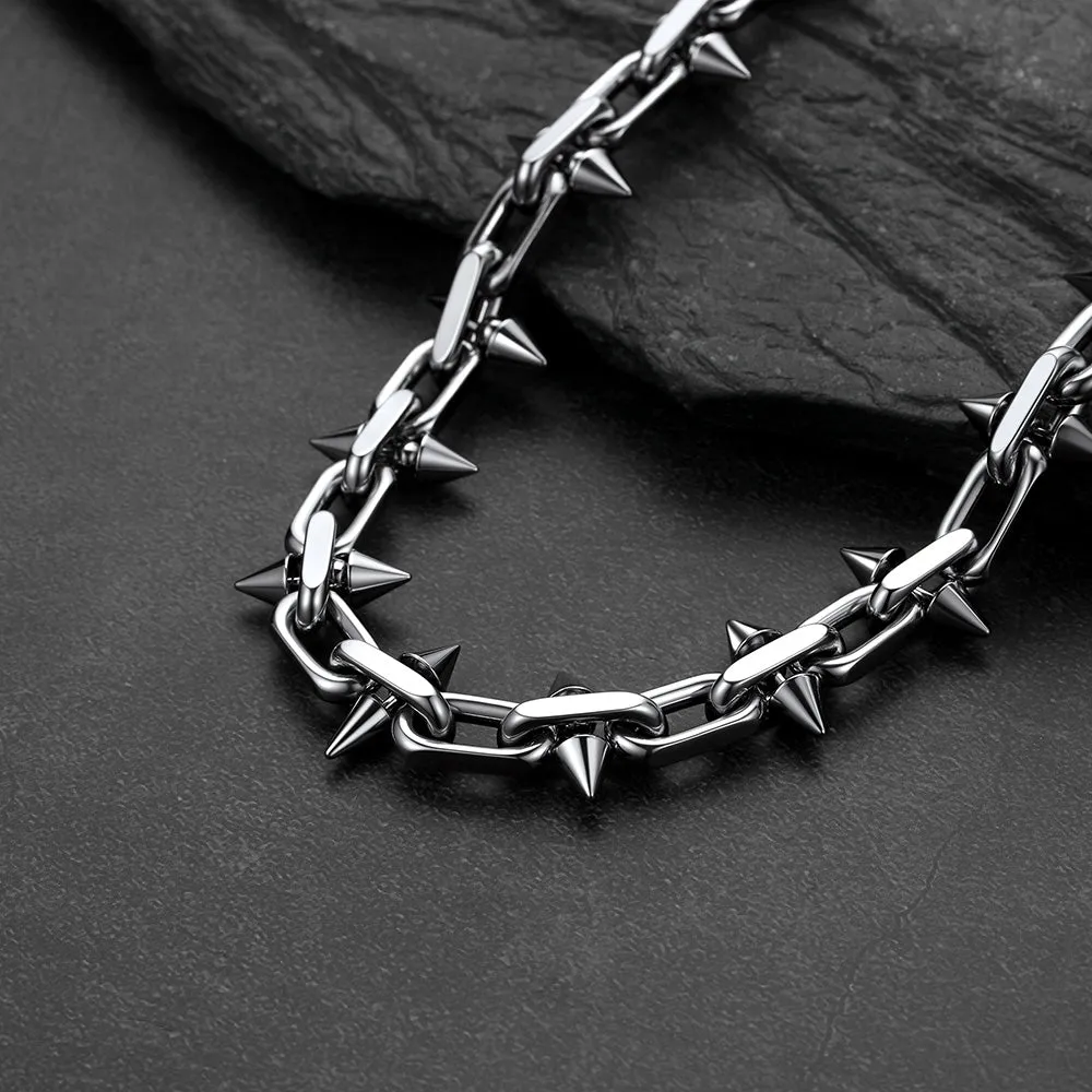 Gothic Punk Thorn Cone Spike Heavy Chain Necklace for Men sold by FaithHeart product image thumbnail 4